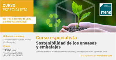 Curso Especialista – Sostenibilidad de envases y embalajes – Del 17 de diciembre de 2025 al 4 de marzo de 2026