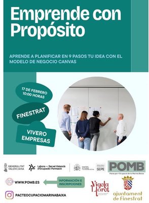 “Emprende con propósito”. Nueva jornada formativa en Finestrat con el modelo de negocio CANVAS