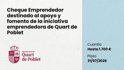 Cheque Emprendedor 2026 Quart de Poblet