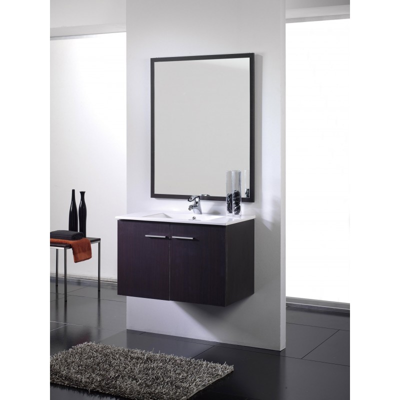 Mueble de baño wengue-2 puertas- Supendido. Incluye Lavabo (Ref: queen108we)