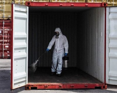 Sistema de desinfecci�n de contenedores espec�fico para COVID19