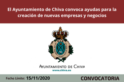 El Ayuntamiento de Chiva abre una línea de ayudas a la creación de nuevas empresas y negocios
