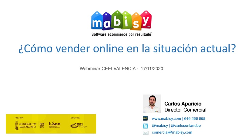 Presentaci�n de Carlos Aparicio de Mabisy en la sesi�n Ecommerce y marketplaces: vender online en tiempos post covid