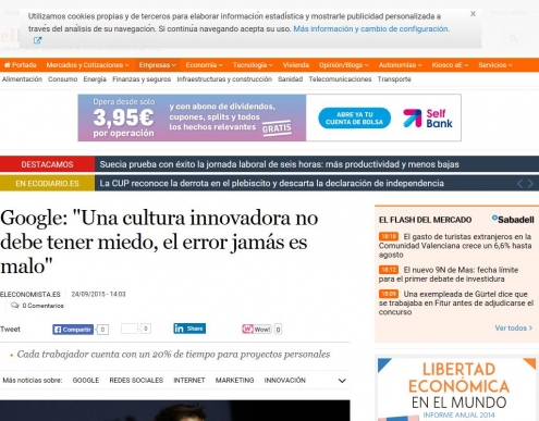 Google: "Una cultura innovadora no debe tener miedo, el error jamás es malo"